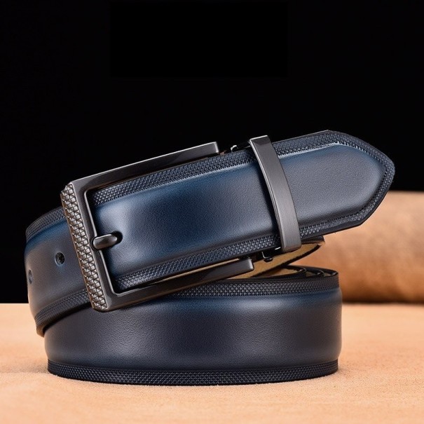 Cinturón de piel para hombre L444 azul oscuro 120 cm 1