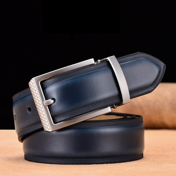 Cinturón de piel para hombre L444 azul oscuro 120 cm 2