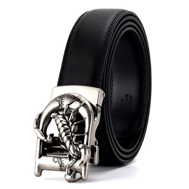 Cinturón de piel para hombre L478 plateado 120 cm