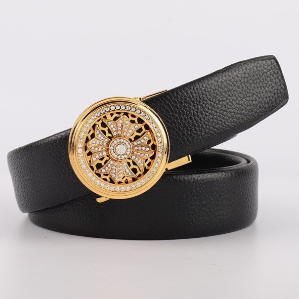 Cinturón de piel para hombre L485 dorado 110 cm