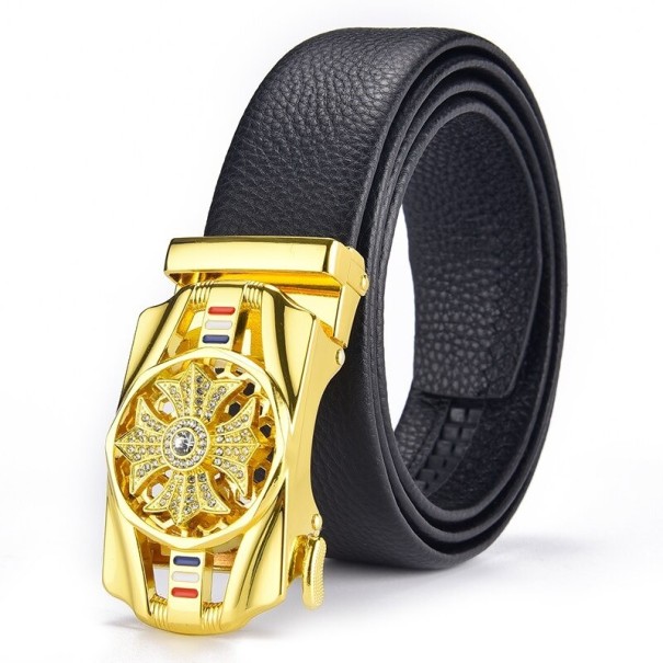 Cinturón de piel para hombre L499 dorado 115 cm