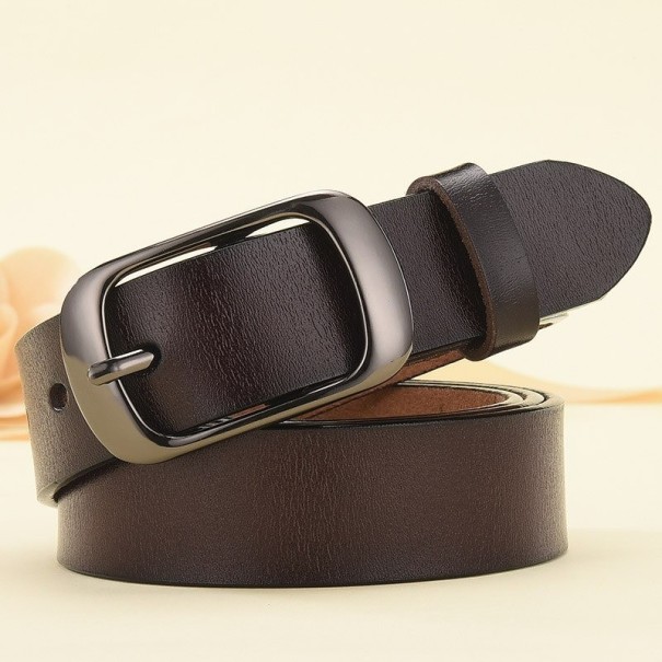 Cinturón de piel para mujer A2521 marrón oscuro 110 cm