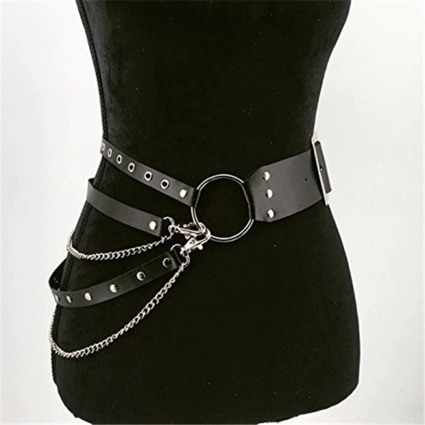 Cinturón de piel para mujer con cadenas 1