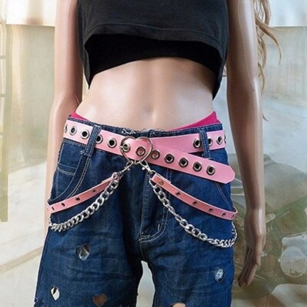 Cinturón de piel para mujer L124 rosa