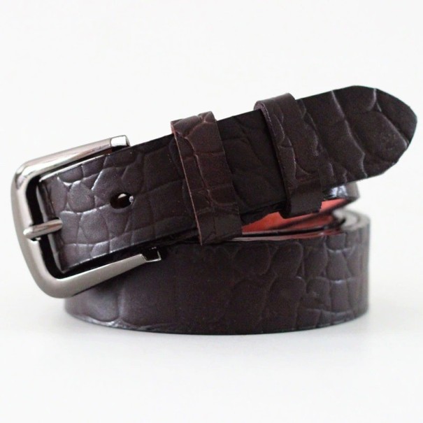 Cinturón de piel para mujer L128 marrón oscuro 110 cm