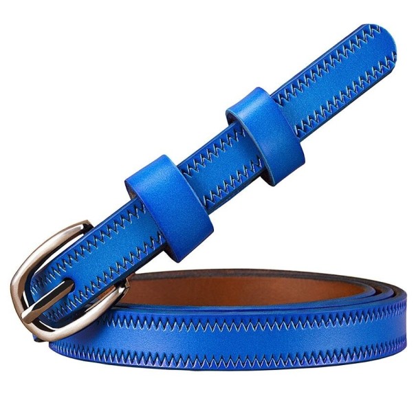 Cinturón de piel para mujer L144 azul 105 cm