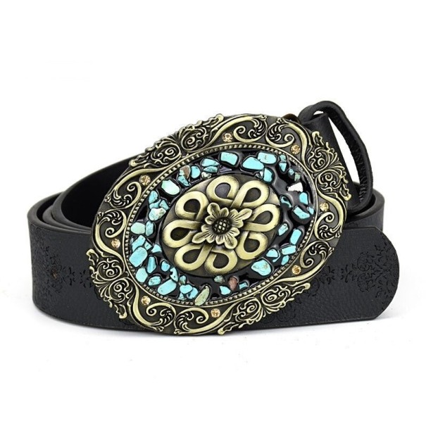Cinturón de piel para mujer L172 negro 100 cm 2