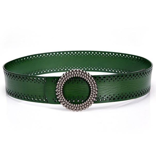 Cinturón de piel para mujer L176 verde oscuro