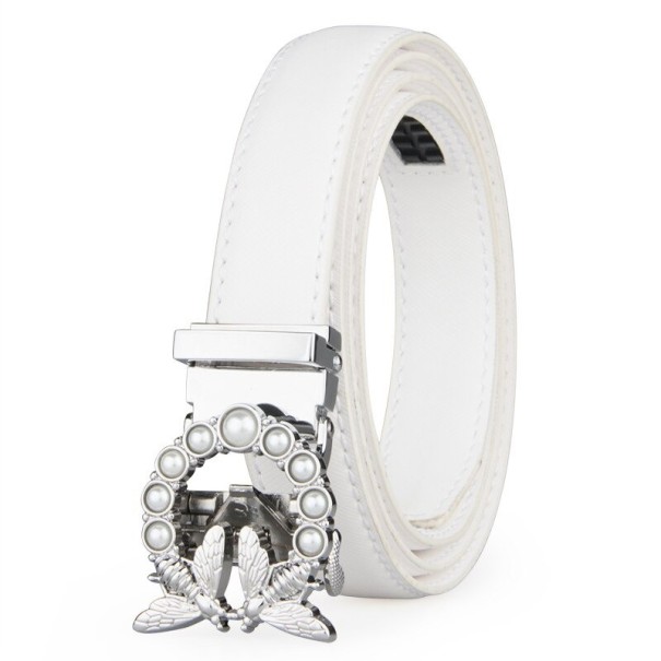 Cinturón de piel para mujer L181 blanco 135 cm 2