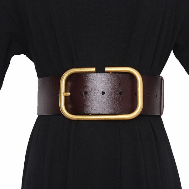 Cinturón de piel para mujer L195 marrón oscuro