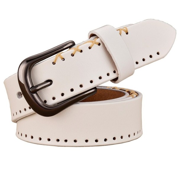 Cinturón de piel para mujer L207 blanco 110 cm