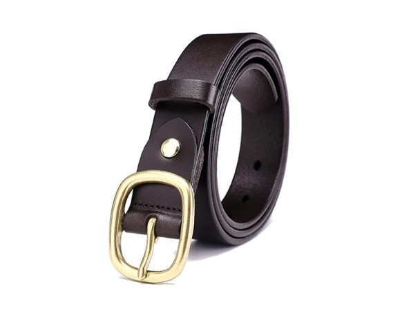 Cinturón de piel para mujer L29 marrón oscuro 115 cm