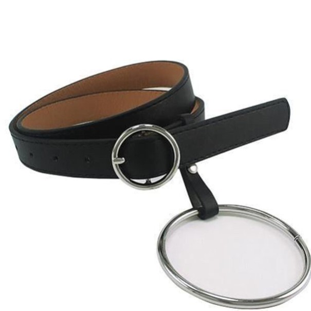 Cinturón de piel para mujer L40 plateado