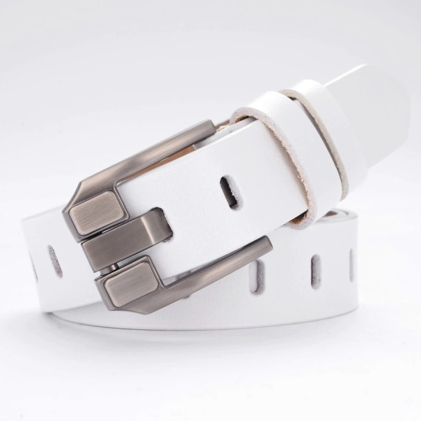 Cinturón de piel para mujer L51 blanco 105 cm