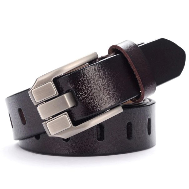 Cinturón de piel para mujer L51 marrón oscuro 100 cm
