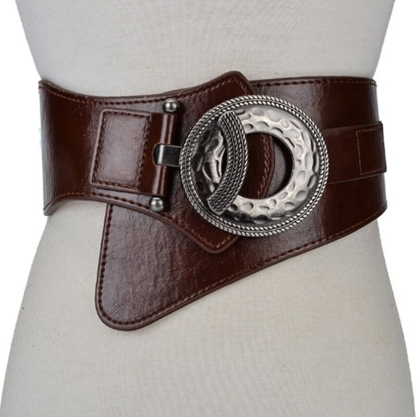 Cinturón de piel para mujer L64 marrón oscuro 105 cm