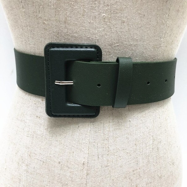 Cinturón de piel para mujer L94 verde oscuro