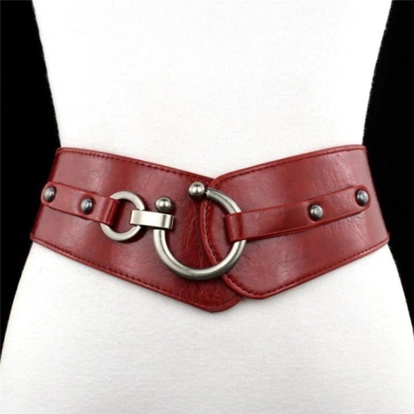 Cinturón de piel para mujer L98 burdeos 77 cm