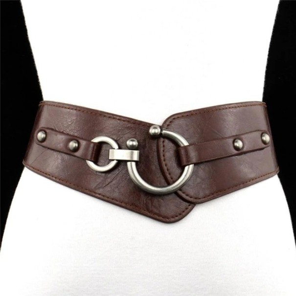 Cinturón de piel para mujer L98 marrón oscuro 77 cm