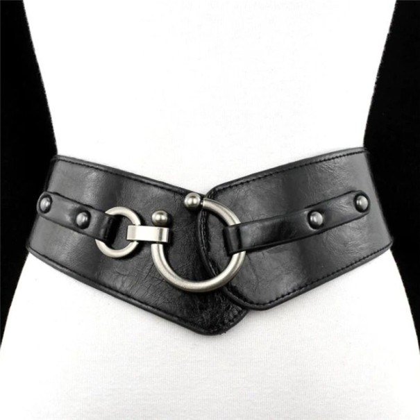 Cinturón de piel para mujer L98 negro 72 cm