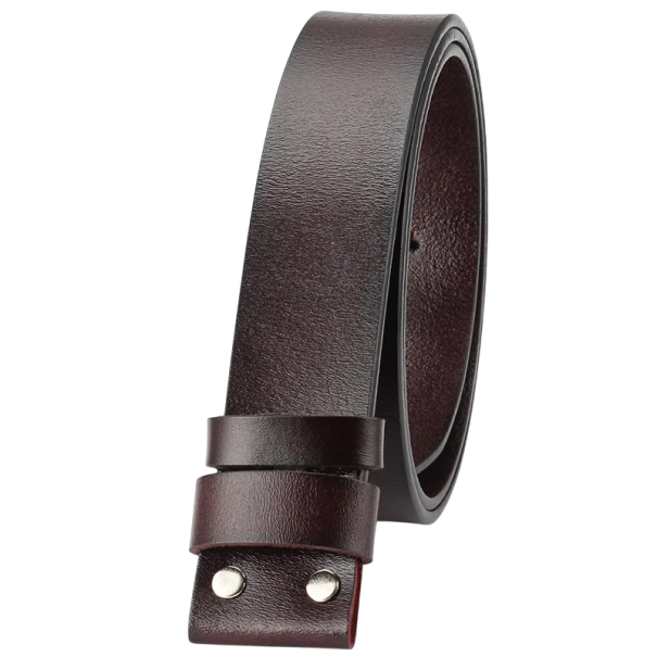Cinturón de piel perforada para hombre sin hebilla Piel auténtica de vacuno Ancho 3,8 cm Cinturón con hebillas intercambiables Piel de calidad para un estilo elegante y de trabajo marrón 125 cm
