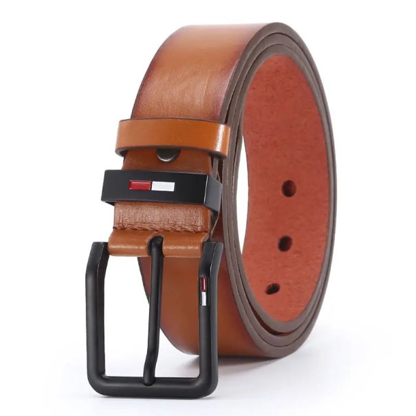 Cinturón de piel sintética para hombre, 120 x 3,8 cm, con hebilla de aleación de metal, elegante accesorio de moda para jeans y trajes, cinturón ajustable para hombre. marrón