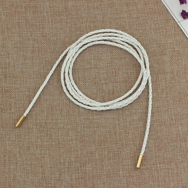 Cinturón de vestir de cuerda redonda de cuero sintético, 150 x 0,5 cm, elegante accesorio de cuero para mujer, cinturón ajustable para atar, decoración de cintura. blanco