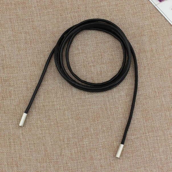 Cinturón de vestir de cuero redondo fabricado en cuero PU 150 x 0,5 cm Elegante cinturón de mujer para atar a la cintura Accesorio de moda para vestidos Faldas Túnicas negro