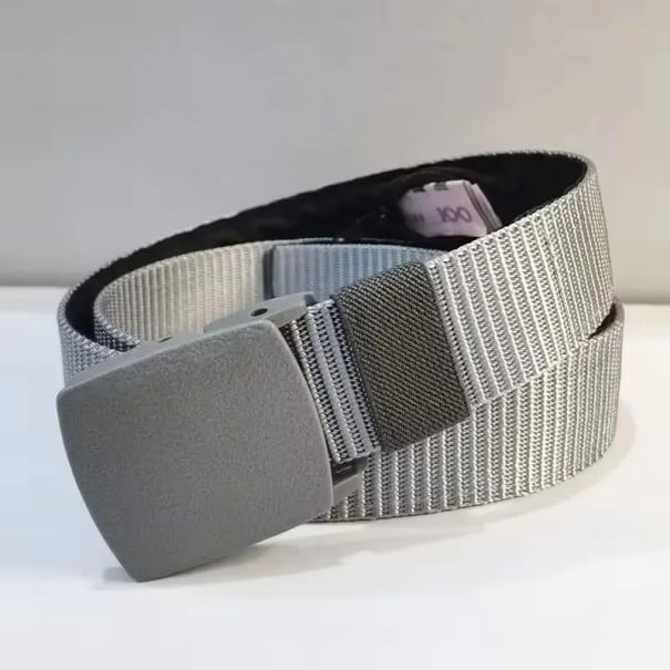 Cinturón de viaje de seguridad de 120 cm con bolsillo con cremallera invisible Cinturón ajustable con hebilla de plástico para efectivo gris