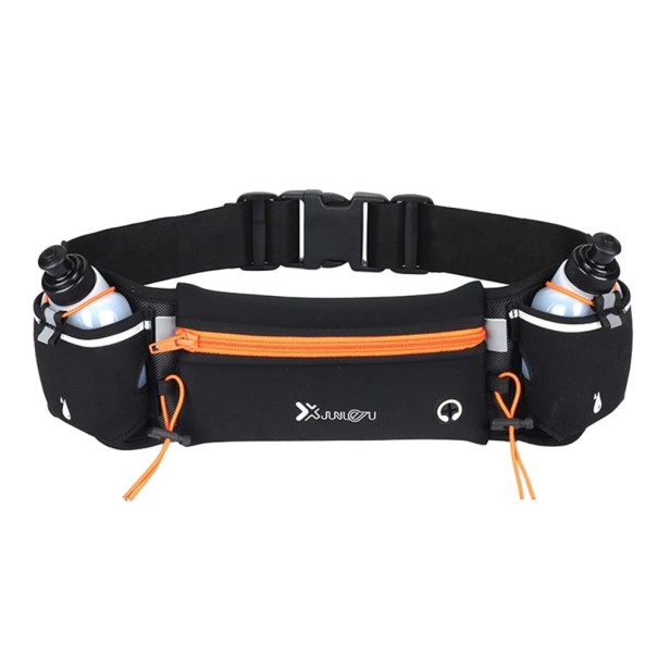 Cinturón deportivo para correr con botellas, portabotellas impermeable multibolsillos, elementos reflectantes, cinturón ajustable para correr y hacer senderismo. naranja