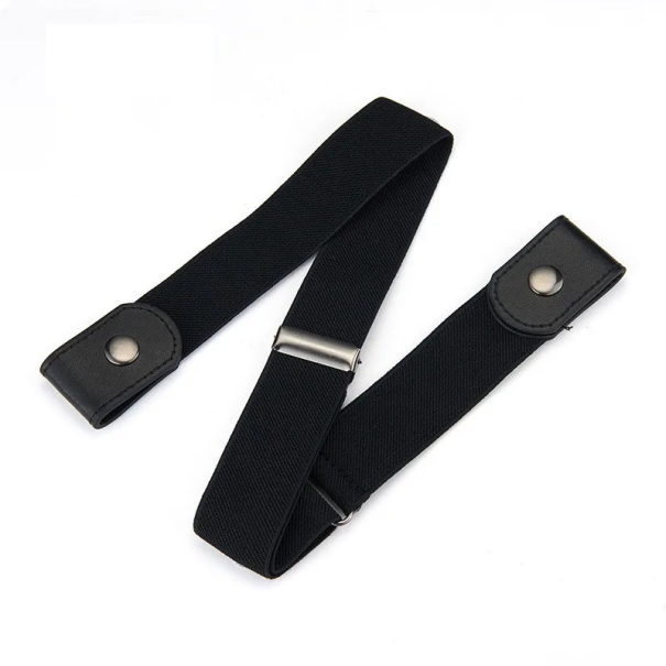 Cinturón elástico ajustable sin hebilla Cinturón oculto para llevar cómodamente en pantalones Cinturón vaquero para trabillas Cinturón elástico sin costuras negro