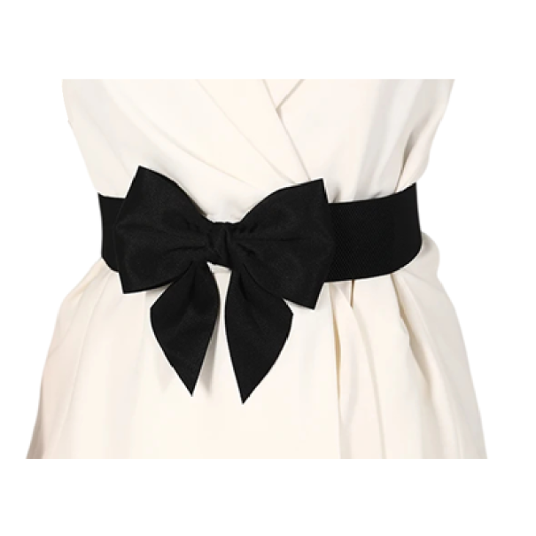 Cinturón elástico de mujer con gran lazo decorativo Elegante accesorio para vestidos Cinturón decorativo Para conjuntos formales y cotidianos negro