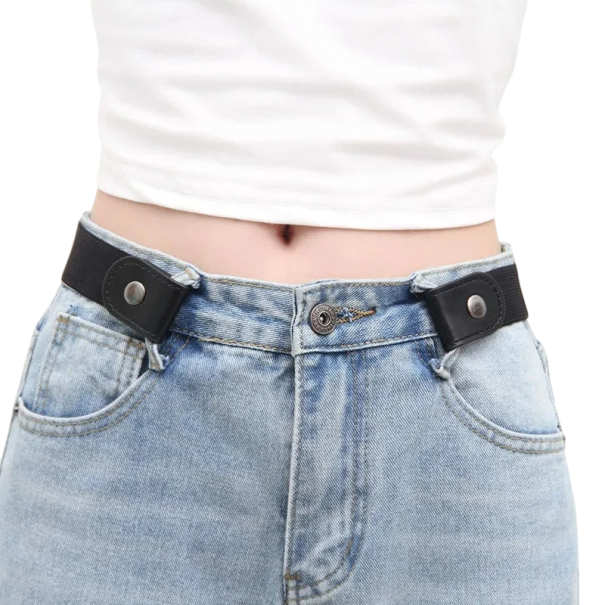 Cinturón elástico de mujer sin hebilla 55–110 x 3,5 cm Cinturón elástico ajustable para vaqueros Pantalones Faldas Cinturón cómodo debajo de chaquetas y abrigos negro