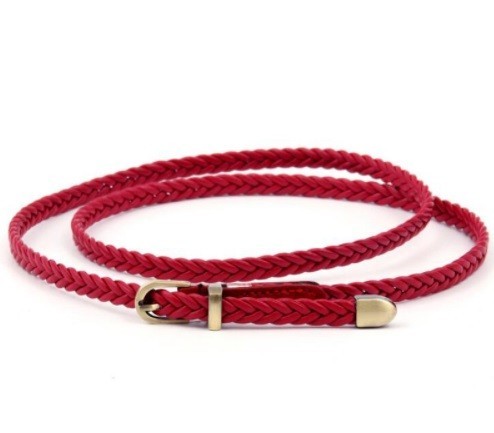 Cinturón fino de mujer 100 cm rojo 100 cm