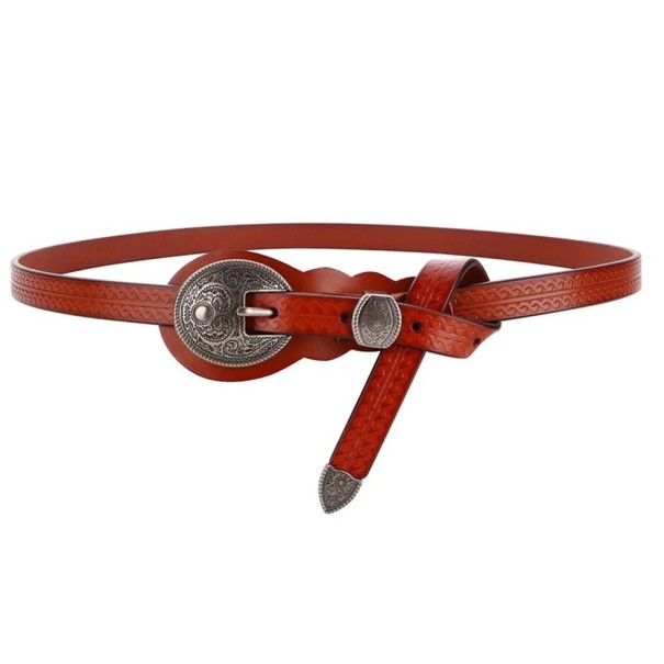 Cinturón fino de mujer L196 marrón claro 115 cm