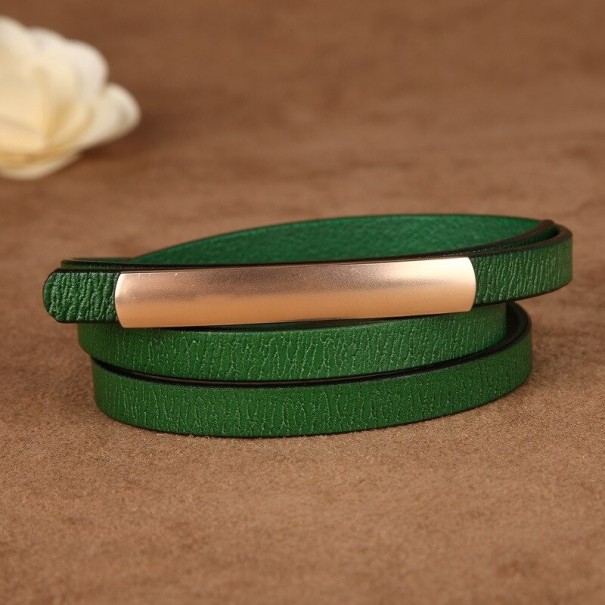 Cinturón fino de mujer L58 verde oscuro