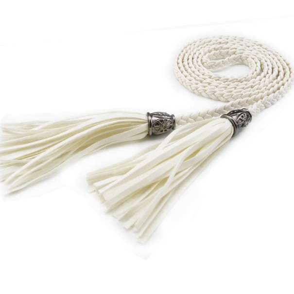 Cinturón moderno con flecos J3158 blanco