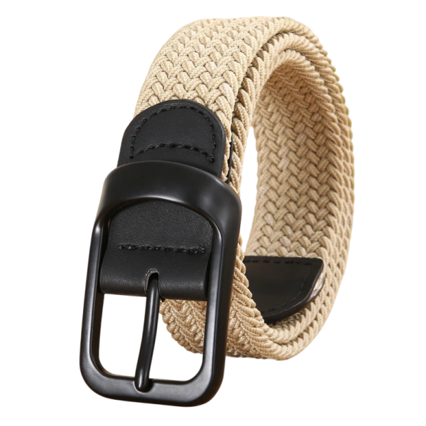 Cinturón tejido 110 x 3,2 cm Cinturón elástico para pantalón de hombre con hebilla de aleación maciza Accesorio elegante para uso diario Practicidad y comodidad beige