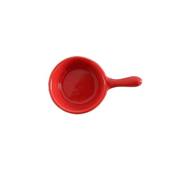 Ciotola di ceramica con manico rosso