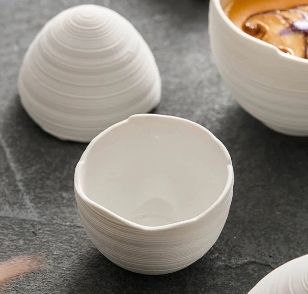 Ciotola in ceramica a forma di uovo 7,3 x 10 cm ceramica bianca per zuppe yogurt dessert presentazione elegante dei piatti 1
