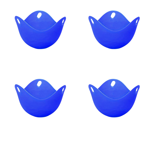 Ciotole in silicone per la cottura delle uova 9 x 6,5 cm Set da 4 pezzi Forme riutilizzabili Senza guscio Facile da pulire Cottura delle uova a vapore blu