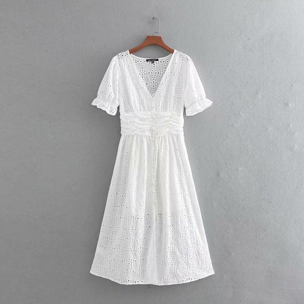 Čipkované biele šaty XS