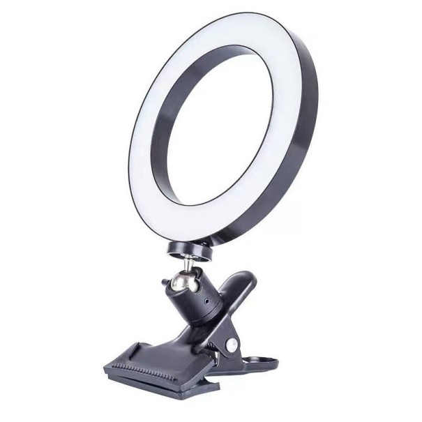 Cirkulär fotovideolampa med justerbar klämma 16 cm