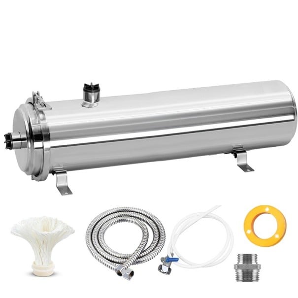 Čistička vody s předfiltrem 0,01 kapacita 8000 l 34,5 x 15 x 14,5 cm nerezová ocel ve stříbrné barvě pod dřez i na přívod vody v domácnosti 1
