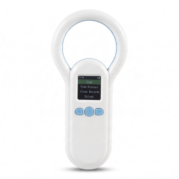 Cititor de microcipuri pentru animale Fonkan FS20 Bluetooth și USB Memorie 500 înregistrări FDX-B și EMID ISO 11784/85 Ecran 3,66 cm Alb Pentru câini 1