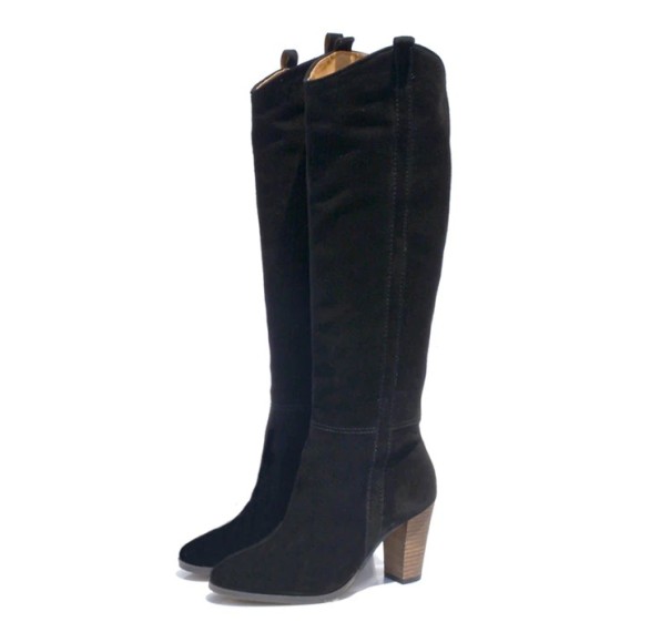 Cizme cu toc din piele intoarsa J2725 negru 36