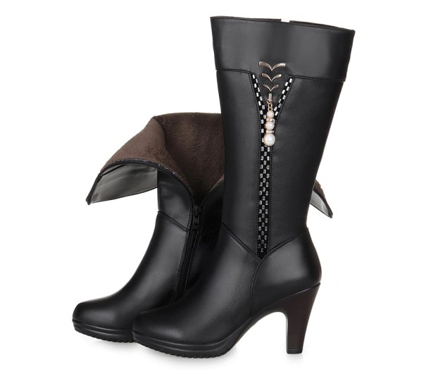 Cizme de dama cu margele J1110 negru 36