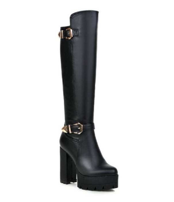 Cizme elegante cu catarame J1622 negru 36