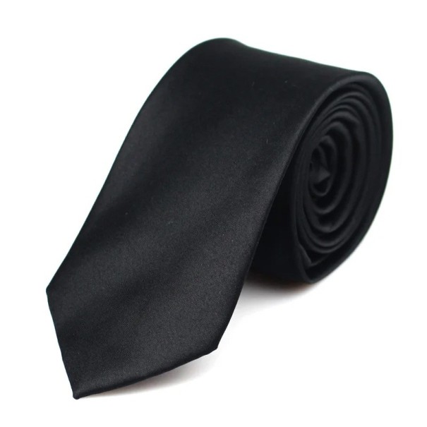 Classic Silk Black Tie 145 x 6 cm Elegant Narrow Tie for Men Silk Tie for Weddings, Balls, Business Meetings and Formal Events 1