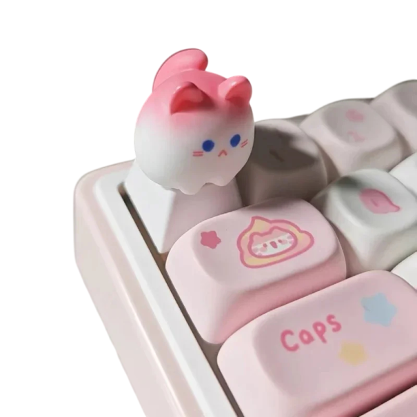 Clavă decorativă pisică drăguță keycap din rășină OEM pentru tastatură mecanică accesoriu artisan pentru setup gaming PC alb